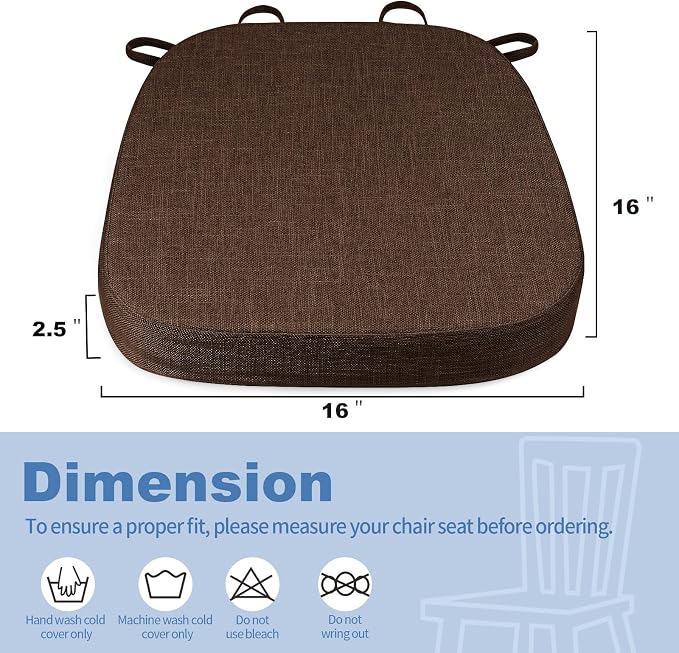 BUYUE Thickened 2.5" Dining Chair Cushions Set of 6, U-Shape High Density Foam - Image 3