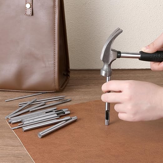 17 PCS Leather Hole Punch, 0.5-7mm Hollow Punch Set Metal Round Leather Punches - Image 4