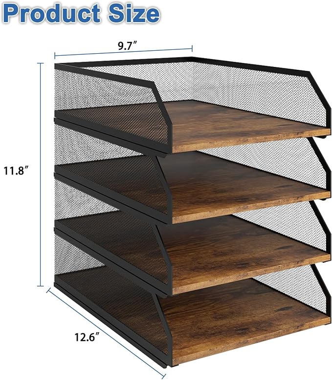 Natwind 4-Tier Stackable Metal Mesh Paper Organizer - Image 2