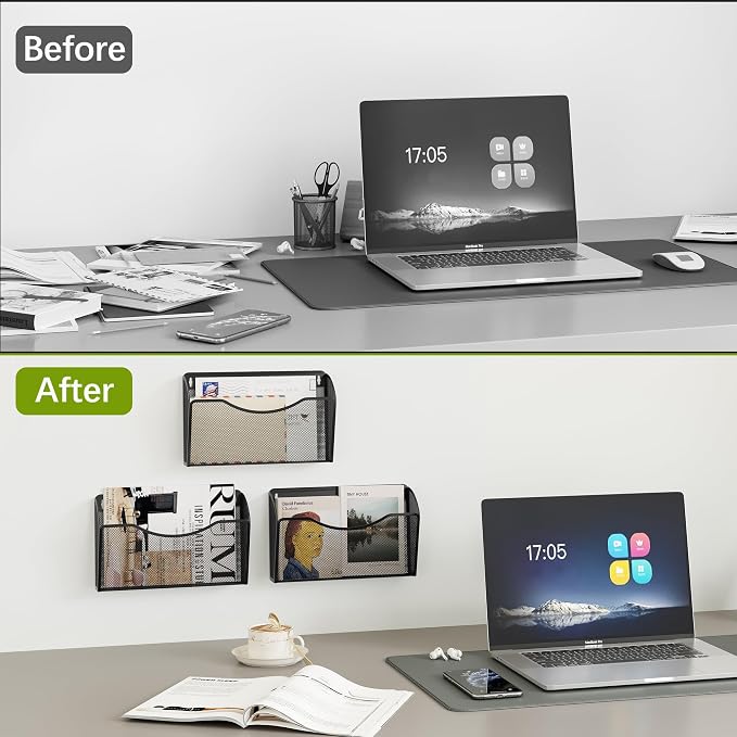 EasyPAG Wall File Organizer 3 Pack, Hanging File Organizer Wall Mount, Metal - Image 5