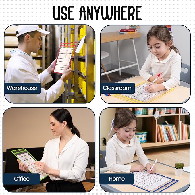 Essex Wares - 6 Pack, Dry Erase Pocket Document Protectors, Water-Resistant & - Image 5