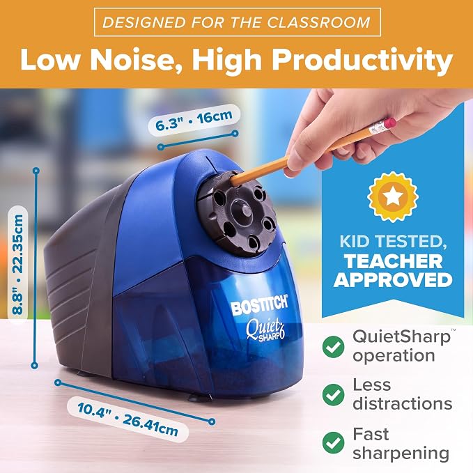 Bostitch Office QuietSharp 6 Electric Pencil Sharpener, Heavy Duty Classroom - Image 5