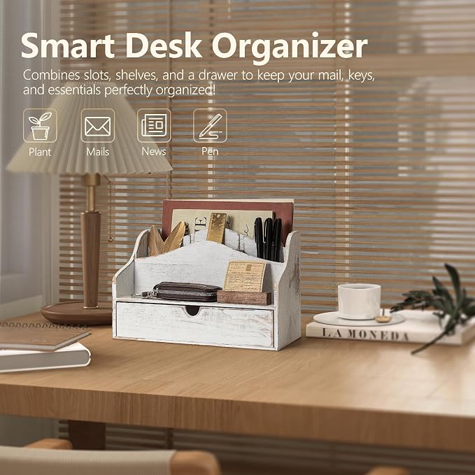 Pine Wooden Mail Organizer for Desk - Image 3
