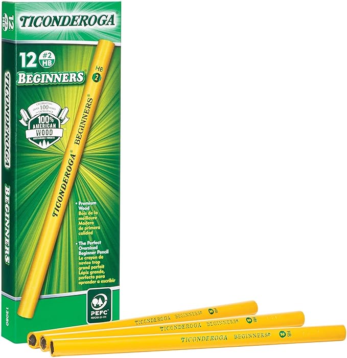 Ticonderoga - PPNE TICONDEROGA Beginner Primary Size Pencils, Wood-Cased #2 HB by Ticonderoga