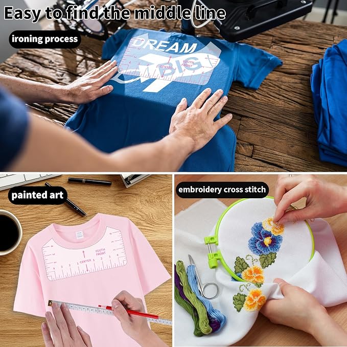 9pcs Tshirt Ruler Guide for Vinyl Alignment, T Shirt Rulers to Center Designs - Image 7