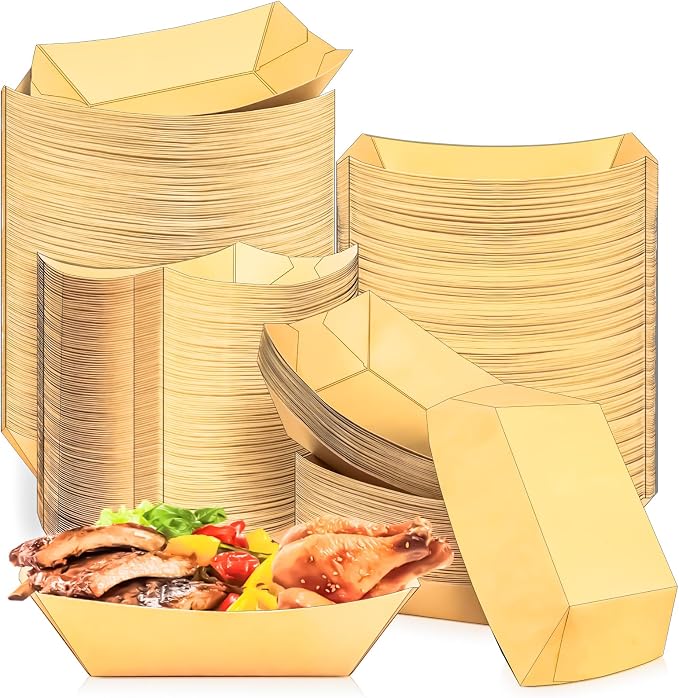 200 Pack 3LB Paper Food Boat Trays Disposable Paper Boat Containers, Heavy Duty by MotBach