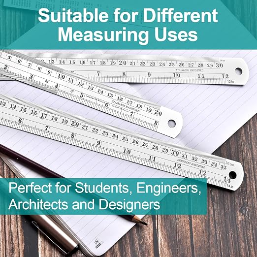Metal Rulers, Steel Rulers Pack of 4, 14-inch Stainless Steel Ruler - Image 6