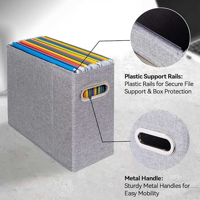 4 Packs Letter Size File Organizer, File Folders Organizer, Fabric Storage Box - Image 4