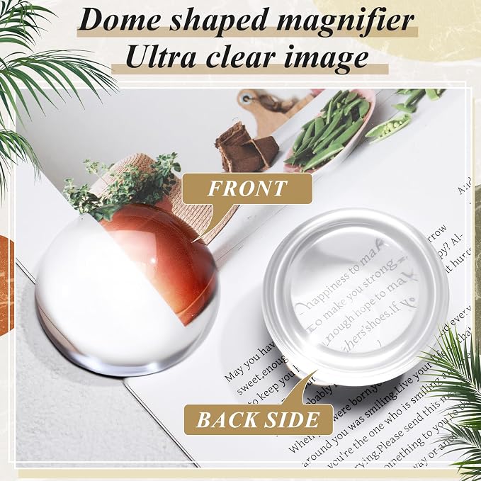 Briwooody 12 Pcs Crystal Dome Magnifier Paperweights Glass Paperweight Reading - Image 2