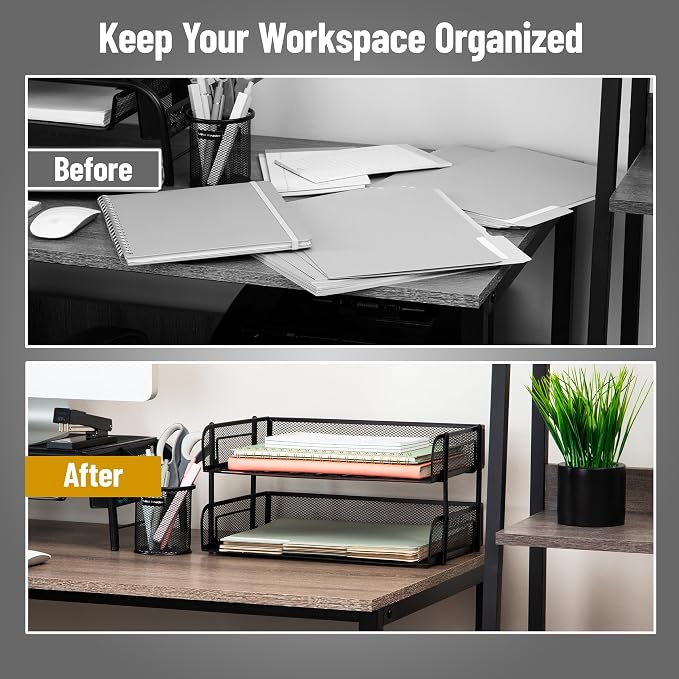 Mind Reader 2-Tier Stackable Paper Tray, Desktop Organizer - Image 5