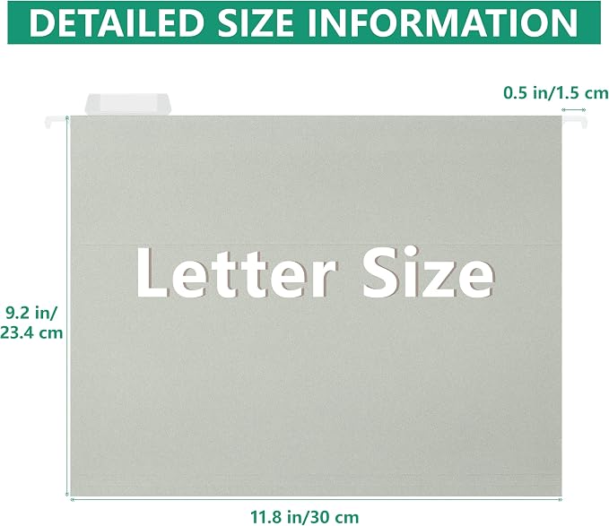 pmybupo 25 Pack Gray Hanging File Folders, Reinforced Hang Folders Letter Size - Image 2