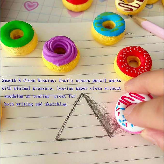 40PCS Cute Erasers for Kids Bulk, Donut Fun Erasers for Classroom Back to - Image 4