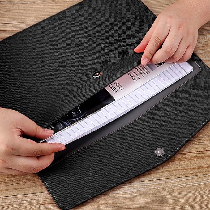 PU Leather A4 File Folder Document Holder Waterproof Portfolio Envelope Folder - Image 3