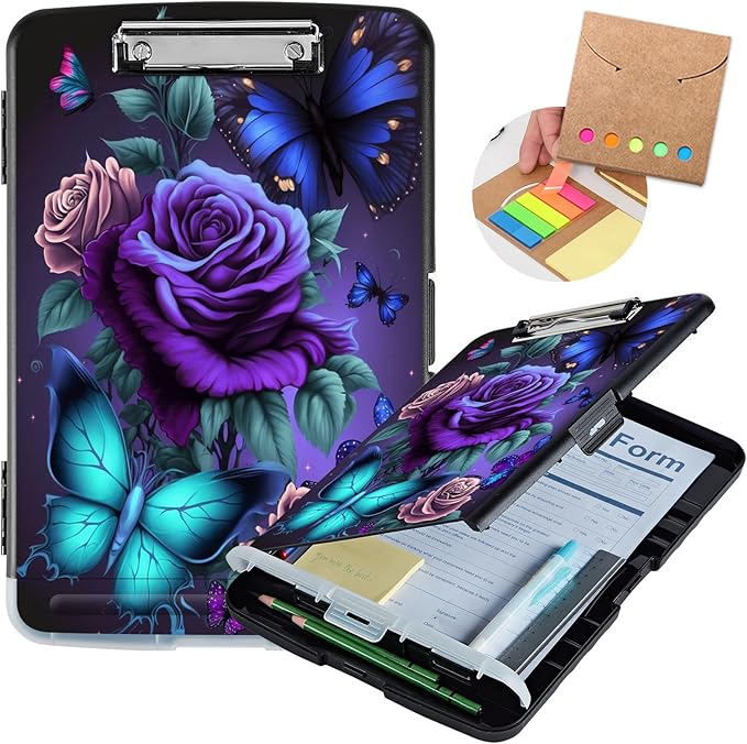 Clipboard with Storage, Heavy Duty Plastic Storage Clipboard with Low Profile by Unknown