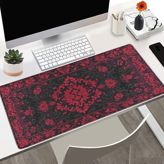 Victorian Gothic Floral Desk Mat Black Red Baroque Desk Pad Dark Academia XXL - Image 2