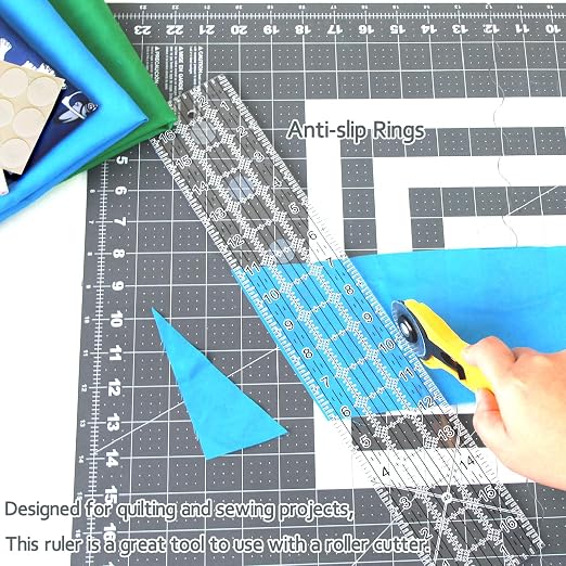Acrylic Quilters Ruler, Sewing Ruler, 3-Inch by 17-Inch, Non Slip Rings 15 - Image 5