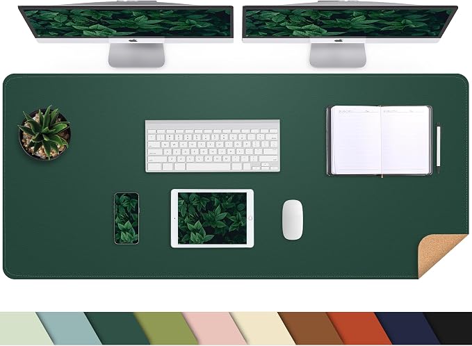 AFIING Cork Desk Mat 47" x 23.6", Dual-Sided Natural Cork & PU Leather Desk Pad by AFIING
