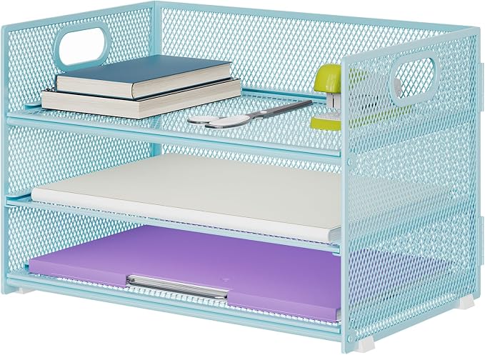 Marbrasse 3 Tier Paper Organizer Letter Tray, Mesh File Organizer by Marbrasse