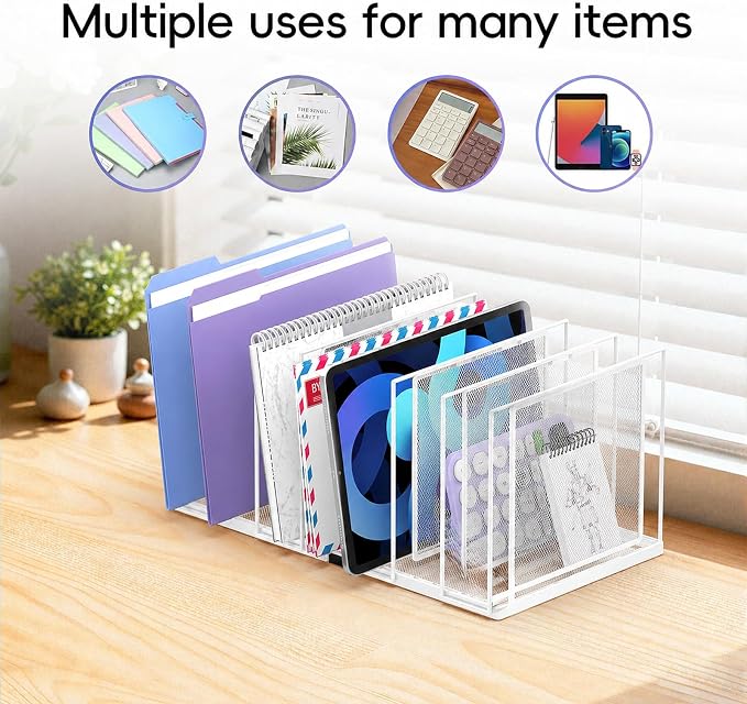 File Organizer for Desk, 7-Section Vertical File Sorter, Paper Holder Organizer - Image 4