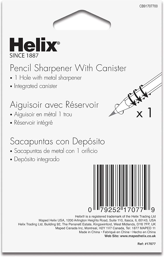 Helix Canister 1 Hole Pencil Sharpener - Image 3