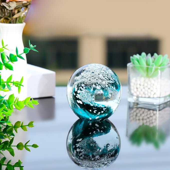Qianwei Ocean Waves Hand Blown Glass Decor Crystal Ball Sea Figurines Gifts | - Image 4