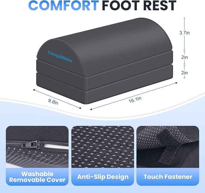 TranquilRelax Foot Rest for Under Desk at Work, Gaming Accessories Foot Stool - Image 3