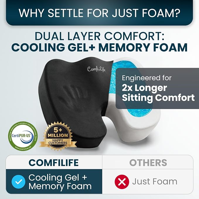 ComfiLife Extra Large Gel & Memory Foam Seat Cushion - Image 4