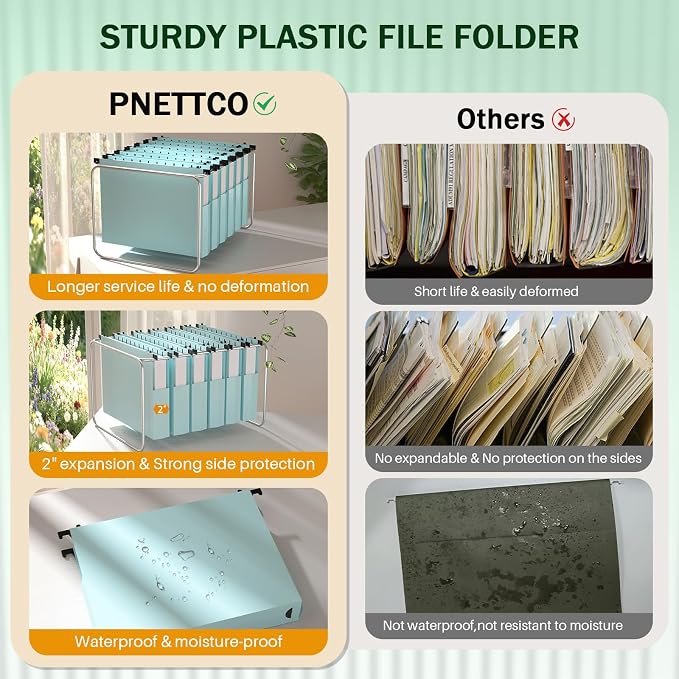 12 Pack Hanging File Folders, Plastic File Folder Hanging - Image 6