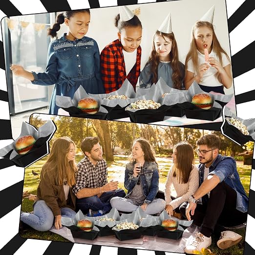 Geosar 100 Pcs Black Paper Food Trays Bulk Disposable Food Boat - Image 7