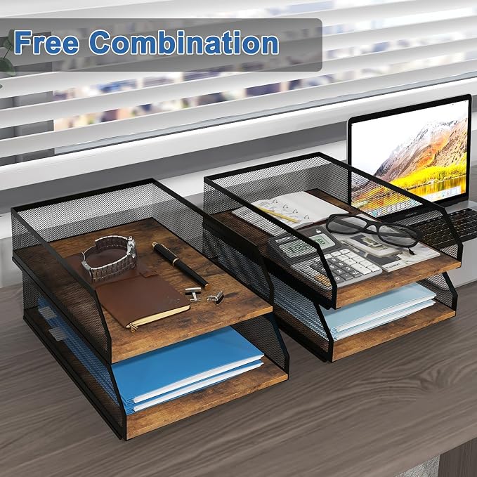 Natwind 4-Tier Stackable Metal Mesh Paper Organizer - Image 3