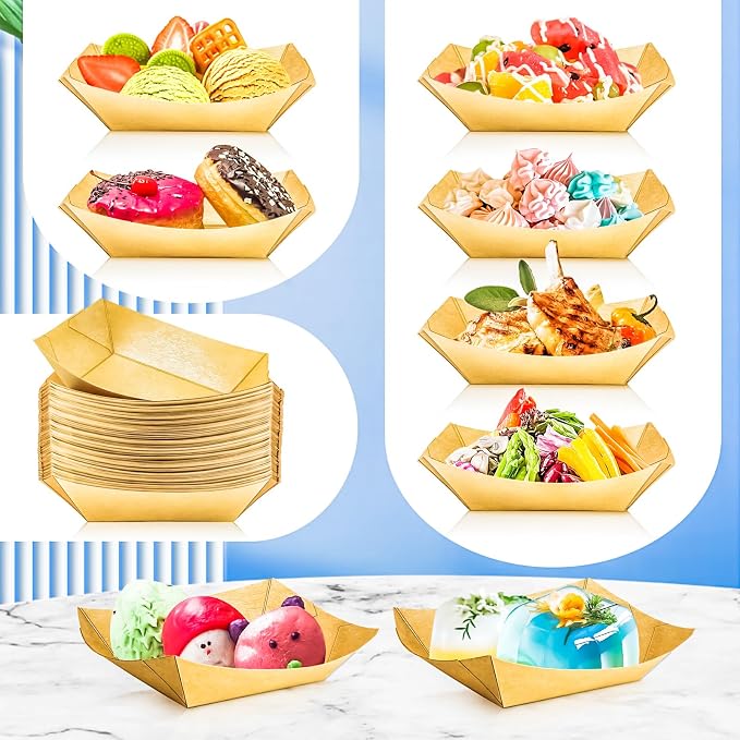 40 Pack 1Lb Paper Food Boat Trays Disposable Paper Boats Bowls Containers - Image 7