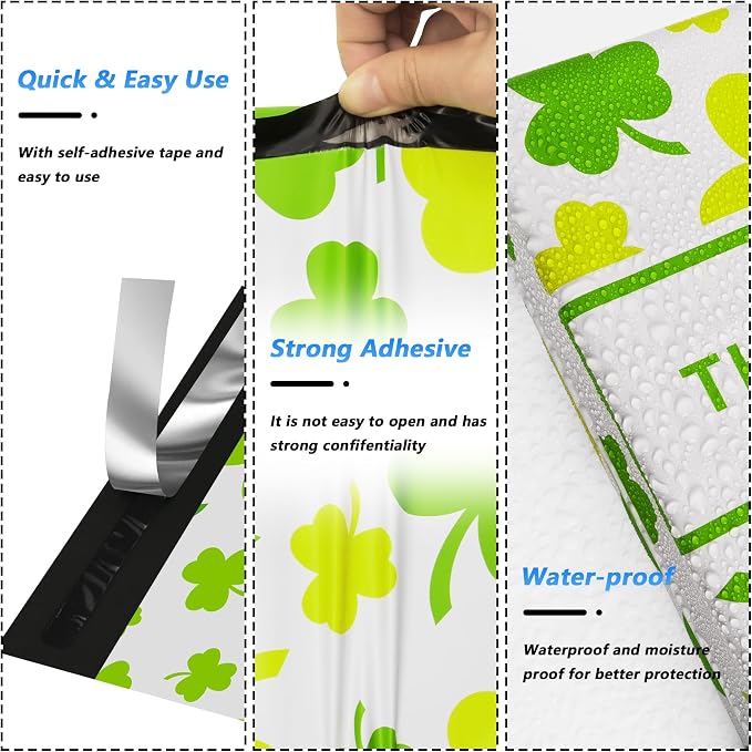 St Patrick's Day Poly Mailer 10x13 Inch 25 Pcs, Waterproof and Tear-Resistant - Image 3