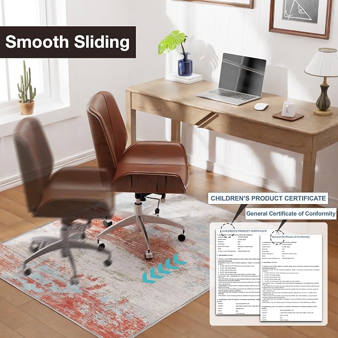 50"x60" Modern Abstract Office Chair Rug, Under Desk Rugs - Image 4