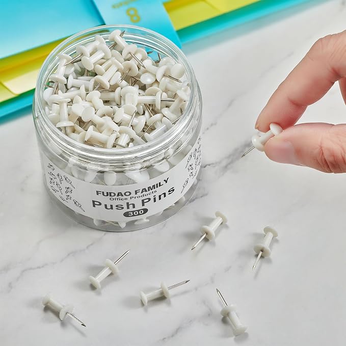 FUDAO FAMILY 300pcs Push Pins for Bulletin Board, Thumb Tacks for Wall Corkboard - Image 3