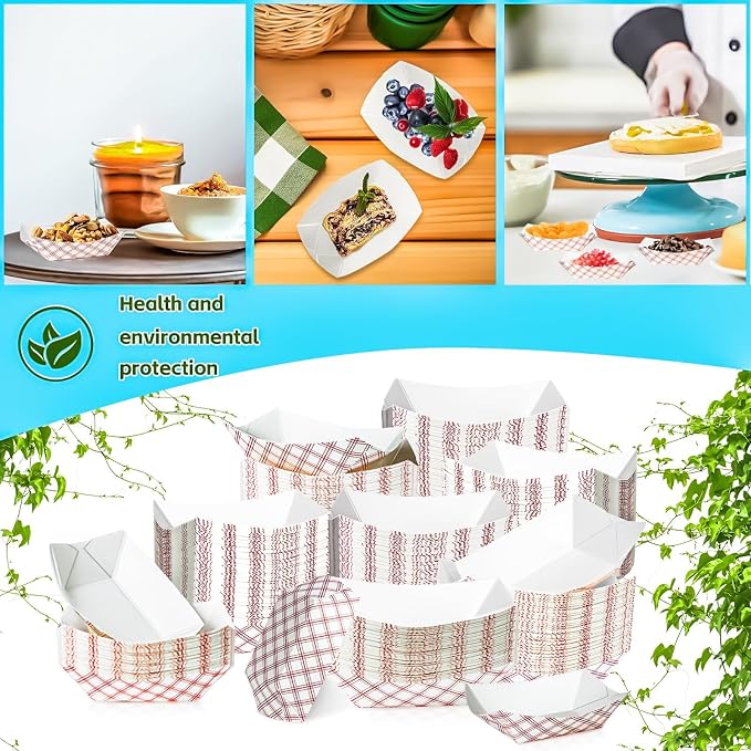 300 Pack Checkered 1/4Lb Paper Food Boat Trays Disposable Small Paper Boats - Image 7