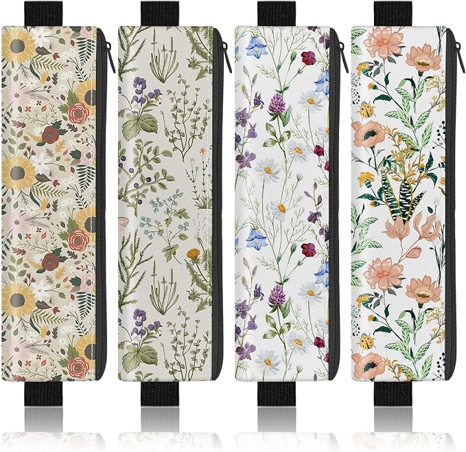 4 Pack Elastic Pen Holder for Notebook, Prints Pen Pouch by Kakurookie