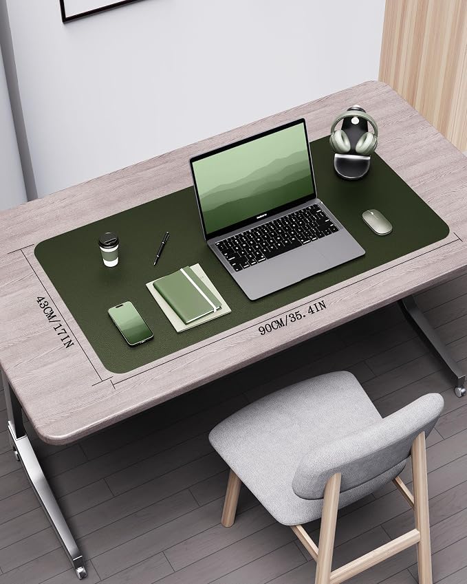 YSAGi Double-Sided Desk Pad, 35.4"x17" Leather Desk Mat, Eco Cork Desk Pad - Image 2