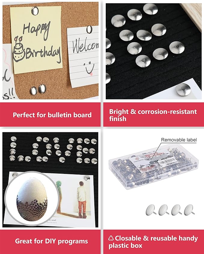 PAPERPAL Standard Silver Flat Thumb Tacks - Image 4