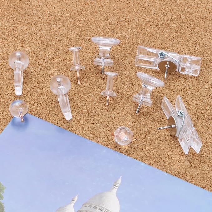 Push Pins Set, 5 Styles Thumb Tacks Map Pins, Steel Point Pushpins Thumbtacks - Image 5