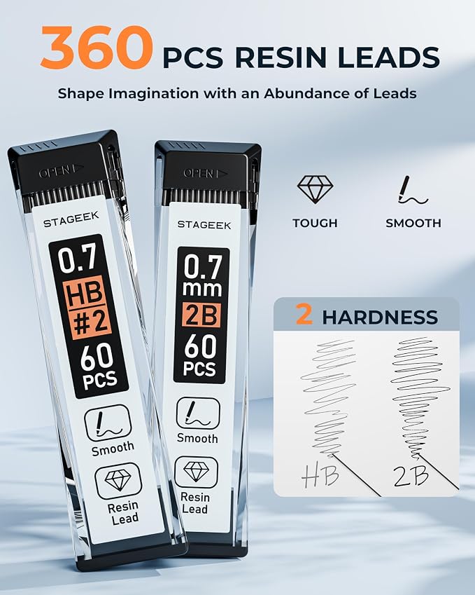 STAGEEK 0.7mm Mechanical Pencil Set, Weatherproof Artist Pencils - Image 2
