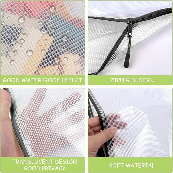YOPCDJ 24pcs Mesh Zipper Pouches, A3 Size 17 x 12 inches Waterproof Black - Image 3