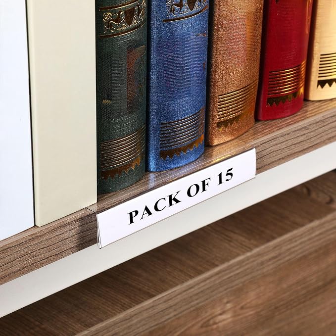 Containlol 15 Pieces Moveable Shelf Label Holders Clear Shelves Tags Moveable - Image 8