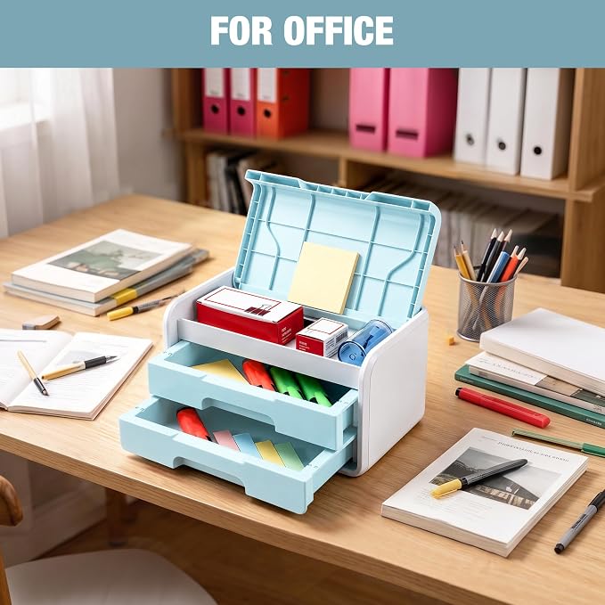 WORKPRO Small Storage Box with 2 Drawers, Flip-Top Lid, Durable ABS Storage - Image 4