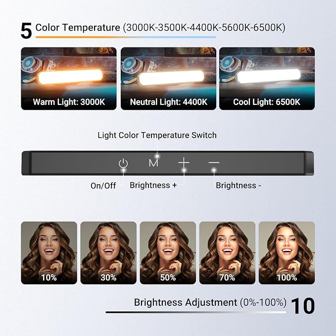 NEEWER Basics LED Chin Fill Lighting CRI95, 6W Bi Color Portable Desk Phone - Image 3