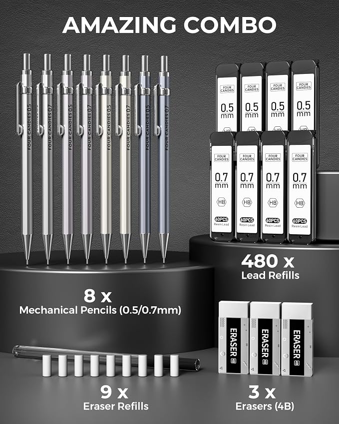 Four Candies 8PCS Metal Mechanical Pencil Set - Image 2