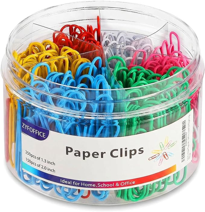 Paper Clips, Rust Proof, Jumbo & Small Paperclips, Storage Box Included by ZYFOFFICE