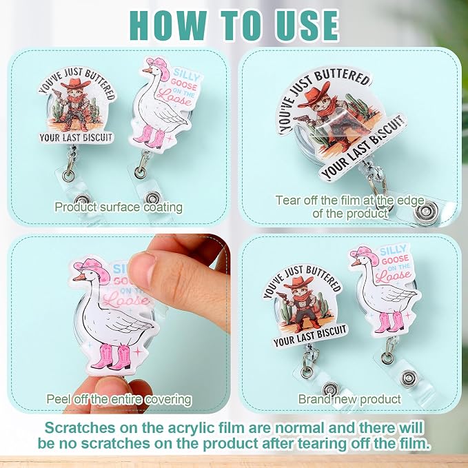 Feifeiya 24 Pcs Funny Badge Reel Nurse Cute Retractable Name ID Clip Badge - Image 8