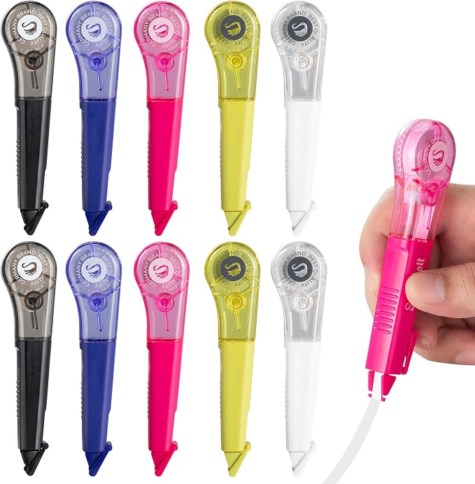 Correction Tape Pen, 10-Count Pack, 19.69ft Each, Dry Instantly, Stretch by WISOPTUS