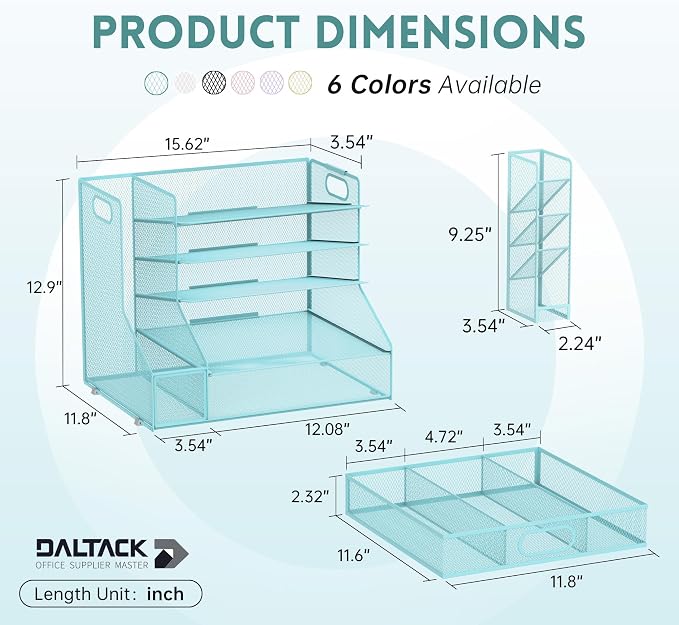 DALTACK Mesh Desk Organizer, 5-Tier Paper Letter Tray - Image 3