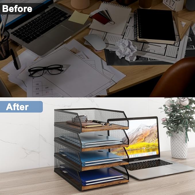 Natwind 4-Tier Stackable Metal Mesh Paper Organizer - Image 7